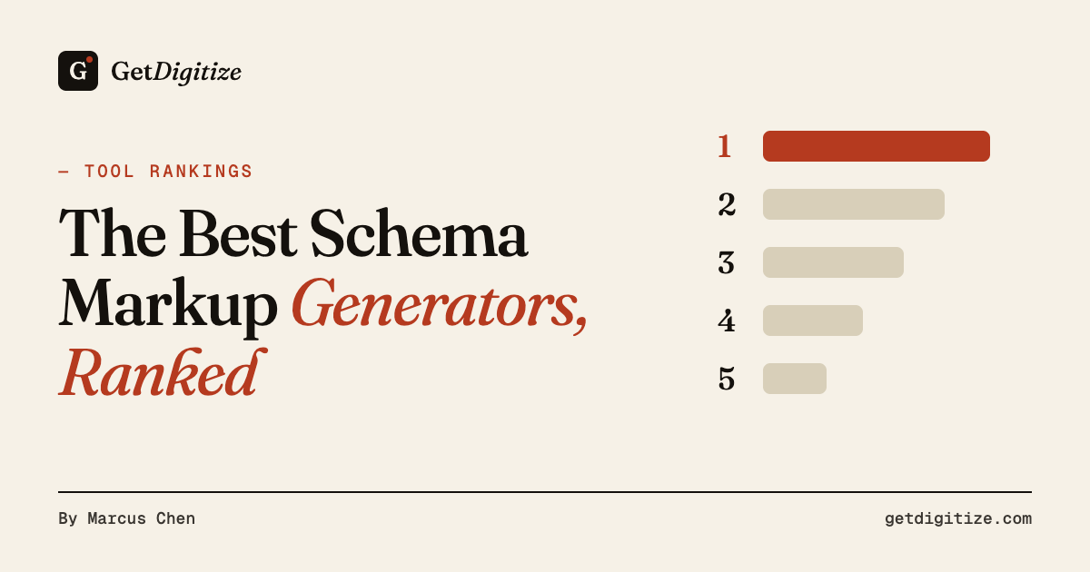 GetDigitize title card for The Best Schema Markup Generators, Ranked